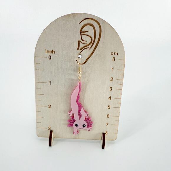 Adorable Kawaii Axolotl Dangle Earrings, Cute Earrings, Pink Salamander - Picture 4 of 4